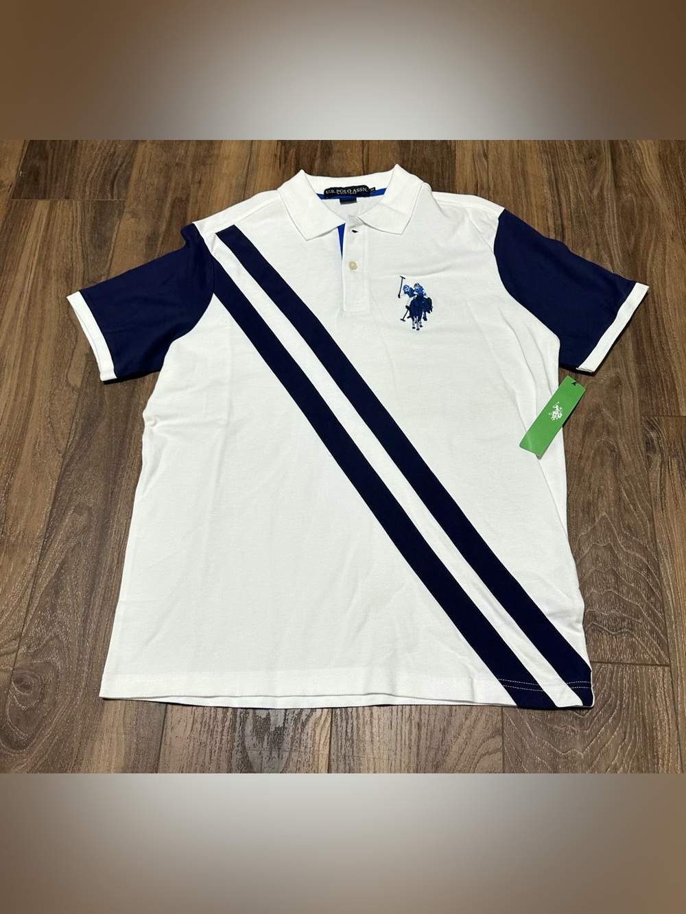 U.S. Polo Assn Men’s White Striped Polo Shirt Pony M Short Sleeve NWT
